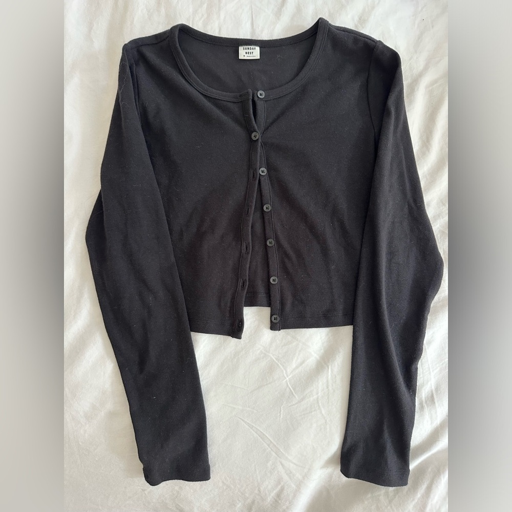 COPY - Aritzia Sunday Best Black Cropped Cardigan, Size Medium